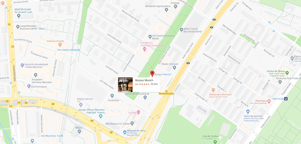 Das Cateringunternehmen Bonjour München auf Google Map